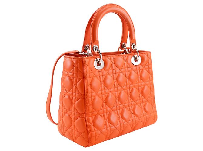 Dior Orange Medium Lambskin Cannage Lady Dior Arancione - vista 2