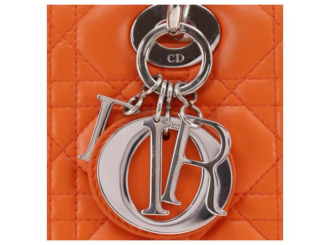 Dior Orange Medium Lambskin Cannage Lady Dior Arancione - vista 9