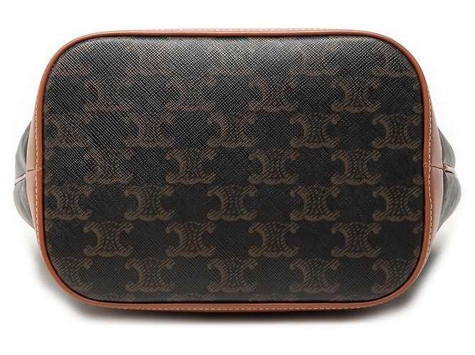 Céline Borsa a secchiello Celine Small Triomphe in tela rivestita marrone Marrone scuro - vista 3