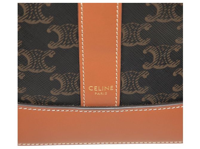Céline Borsa a secchiello Celine Small Triomphe in tela rivestita marrone Marrone scuro - vista 5