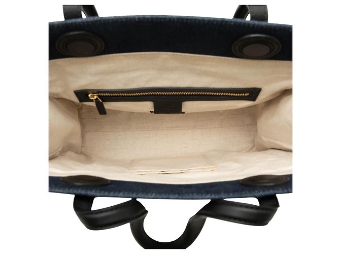 Gucci Blue Denim Tote mit besticktem Tiger Blau Dunkelblau - Ansicht 4
