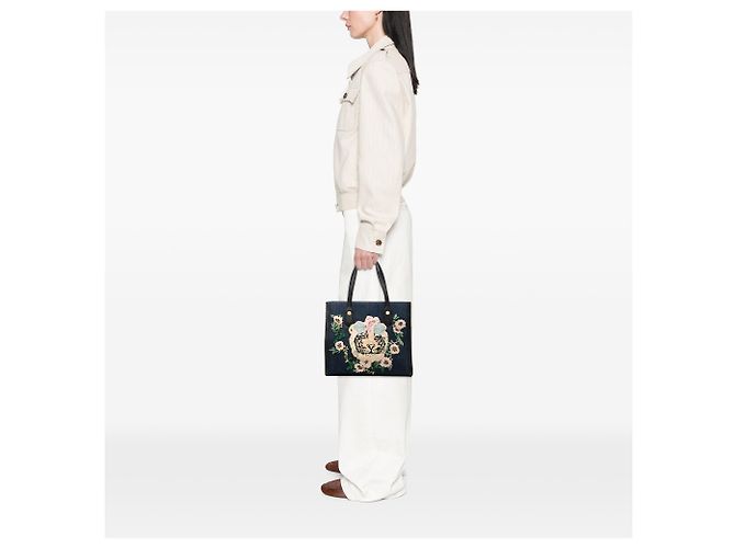 Gucci Blue Denim Tote mit besticktem Tiger Blau Dunkelblau - Ansicht 6