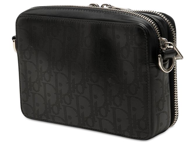 Pouch Galaxy Dior in vitello traforato Black Oblique con tracolla Nero - vista 2