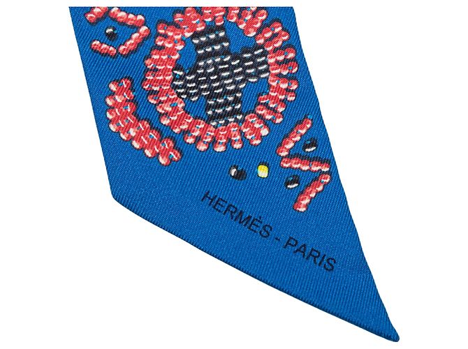 Twilly Hermès Blue Kelly En Perles - vista 2