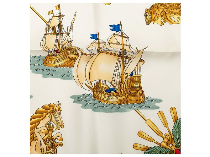 Hermès White Voiles de Lumiere Seidentuch 90 Weiß - Ansicht 7