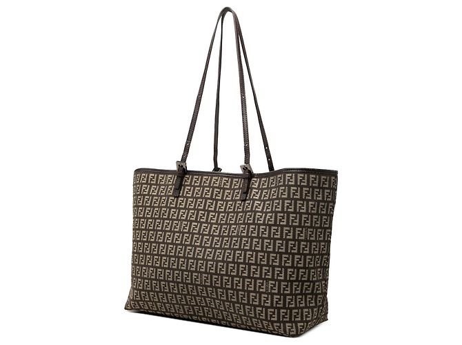 Fendi Brown Zucchino Canvas Tote Braun Dunkelbraun - Ansicht 2