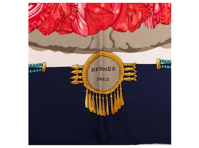 Hermès Seidentuch Blue Mexique 90 Blau Marineblau - Ansicht 4