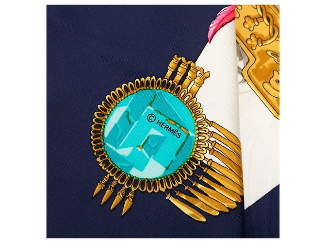 Hermès Seidentuch Blue Mexique 90 Blau Marineblau - Ansicht 5