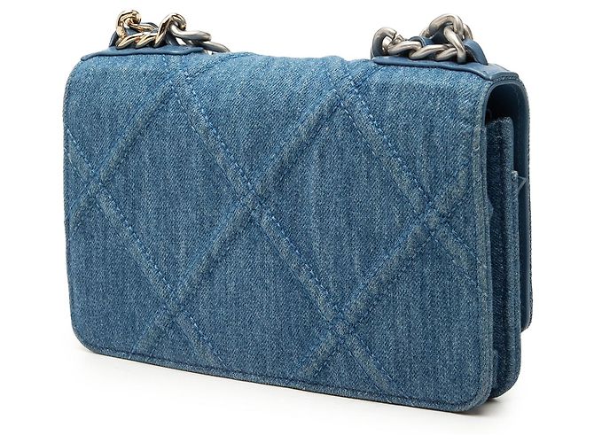 Chanel Blue Denim 19 Flap Wallet On Chain - vista 2