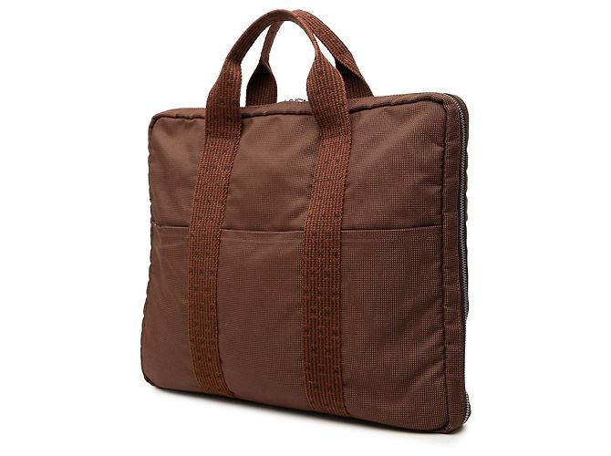 Hermès Brown Canvas Herline Porte Documents Marrone - vista 2