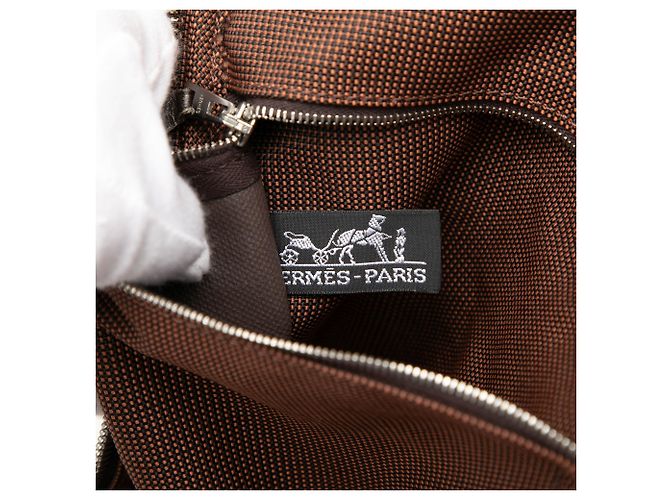 Hermès Brown Canvas Herline Porte Documents Marrone - vista 5