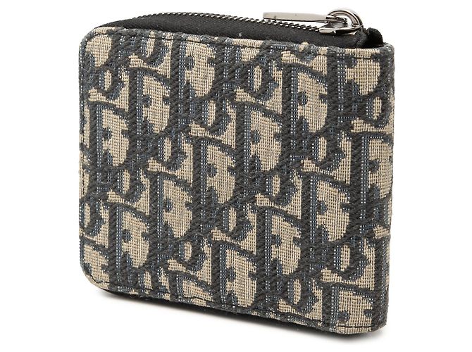 Portafoglio con zip Dior Blue Oblique Canvas Blu navy - vista 2
