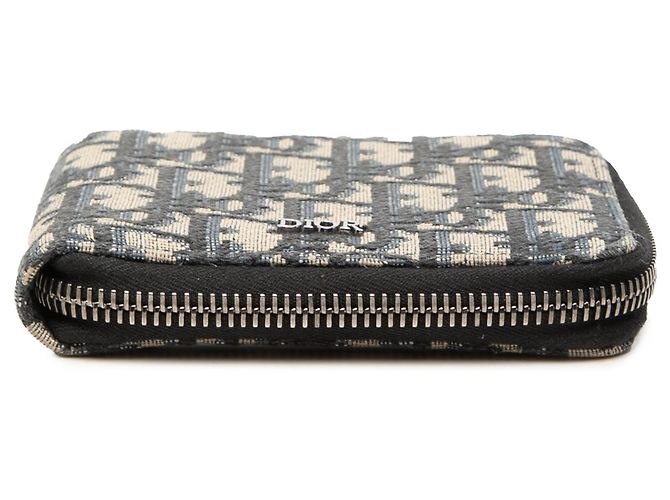 Portafoglio con zip Dior Blue Oblique Canvas Blu navy - vista 3
