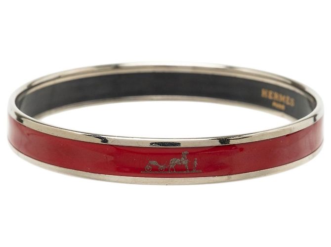 Bracciale Hermès Caleche sottile in smalto rosso 65 Bordò - vista 2