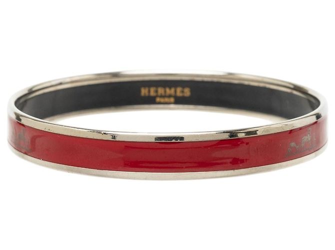 Bracciale Hermès Caleche sottile in smalto rosso 65 Bordò - vista 3
