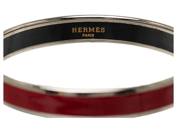 Bracciale Hermès Caleche sottile in smalto rosso 65 Bordò - vista 4
