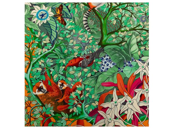 Foulard in seta Hermès Green Au Coeur De La Vie 90 Verde - vista 4