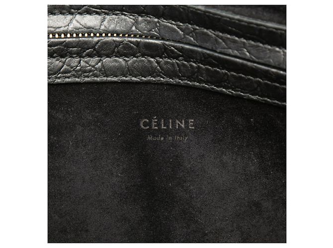 Céline Celine Black Medium Croc Embossed Leather Luggage Phantom Tote Nero - vista 5