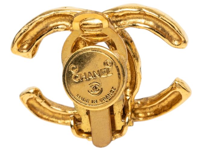 Pendientes de clip Chanel Gold CC chapados en oro texturizados Dorado - vista 3