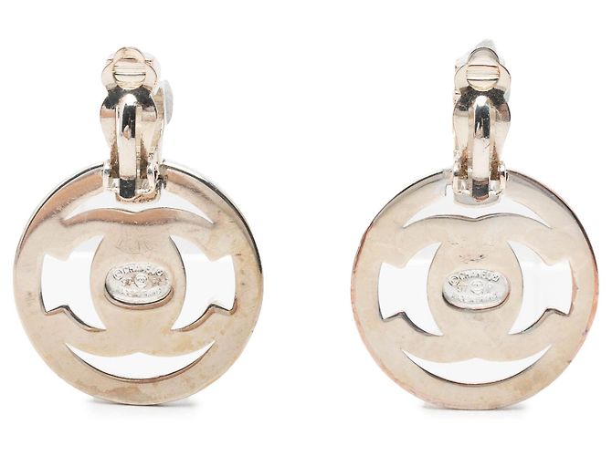 Orecchini a clip Chanel Silver CC Brass Turn Lock Argento - vista 2