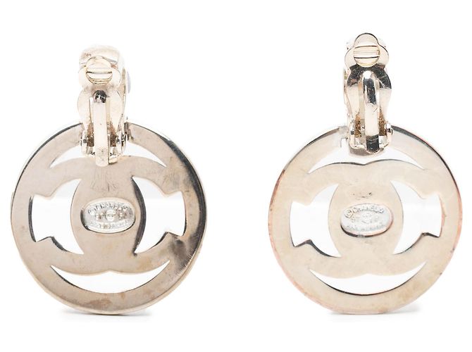 Orecchini a clip Chanel Silver CC Brass Turn Lock Argento - vista 3