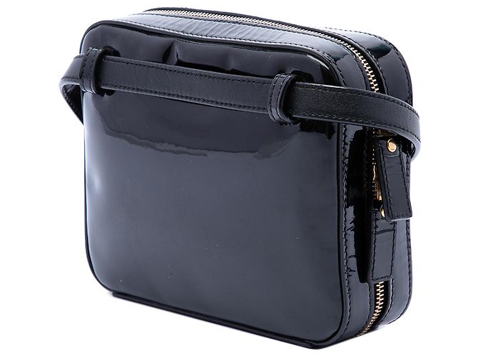 Borsa cintura Saint Laurent Vicky in vernice matelassé nera con monogramma Nero - vista 3