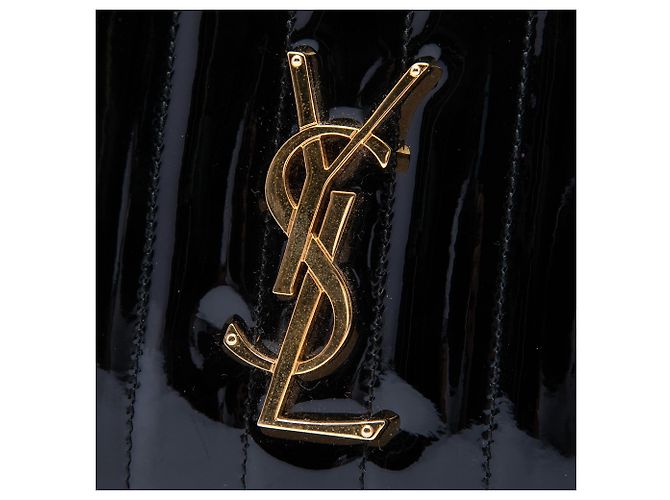 Borsa cintura Saint Laurent Vicky in vernice matelassé nera con monogramma Nero - vista 6