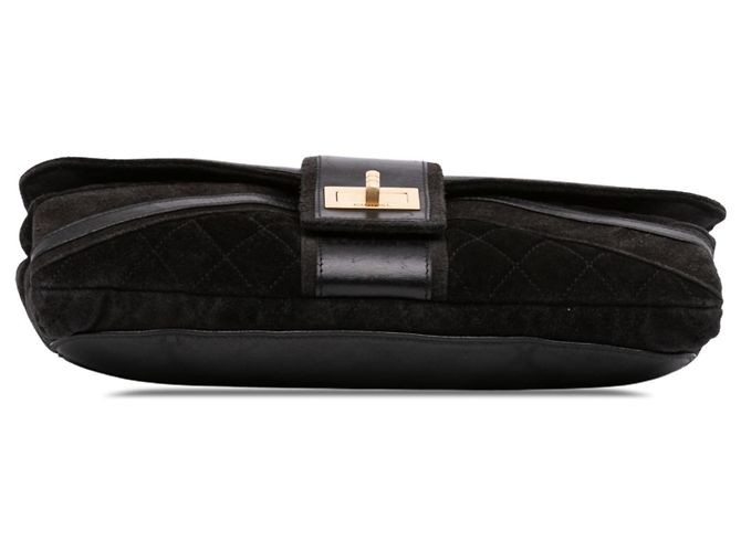 Chanel Black Quilted Suede Union Jack Reissue 2.55 Double Flap 227 Nero - vista 3