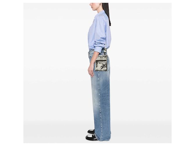 Balenciaga White Small Lambskin Graffiti Explorer Crossbody Bianco - vista 7