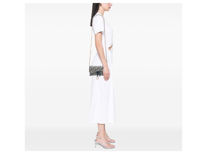 Dior Blue Oblique Canvas Saddle Wallet On Chain Blau Marineblau - Ansicht 6