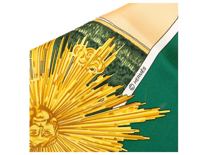 Foulard in seta Hermès Green Sanssoucy 90 Verde - vista 2