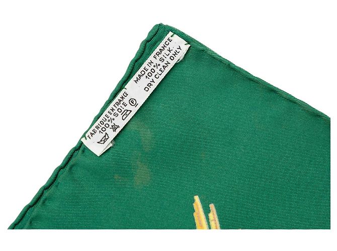 Foulard in seta Hermès Green Sanssoucy 90 Verde - vista 9