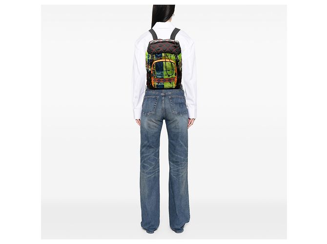 Double Prada Green Tessuto Patch Backpack - view 6