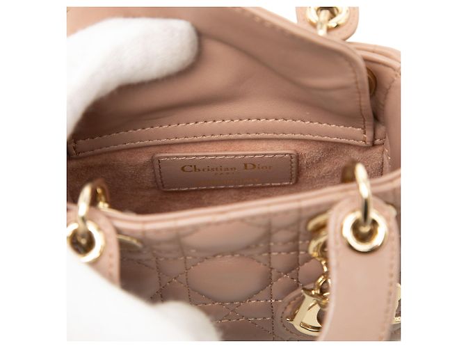 Dior Mini Lady Dior in pelle di agnello Cannage marrone Carne - vista 5