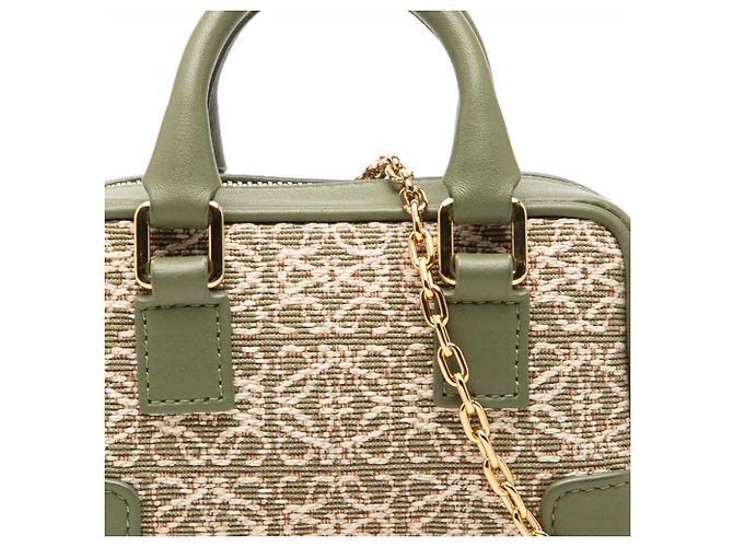 Borsa Amazona LOEWE Nano in jacquard Anagram verde e pelle di vitello - vista 6