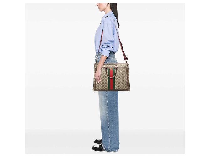 Borsetta Gucci Beige GG Supreme Ophidia Web - vista 8