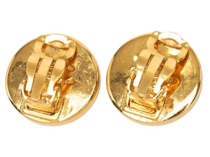 Pendientes de clip redondos Chanel Gold CC chapados en oro y resina Dorado - vista 2