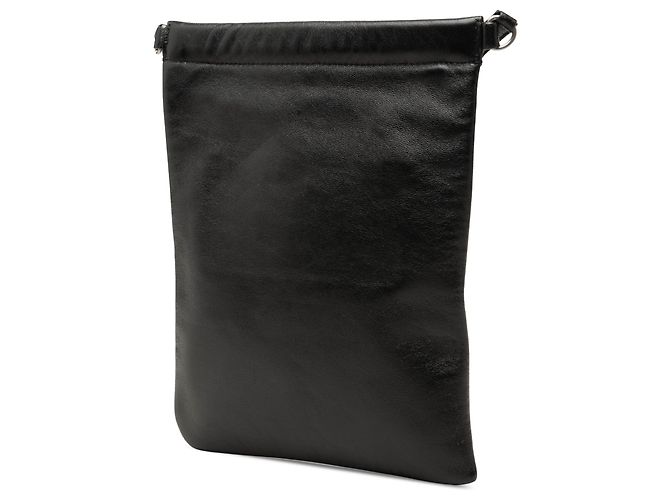 Saint Laurent Sid Flat Crossbody in pelle di agnello nera invecchiata Nero - vista 2