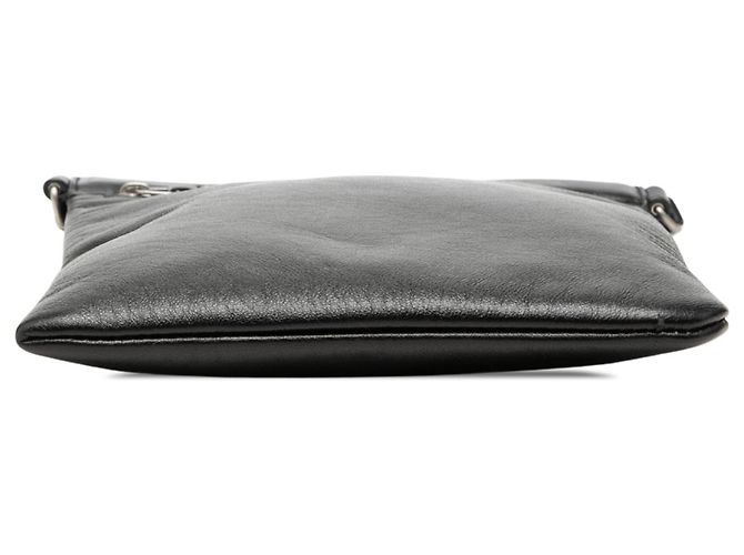 Saint Laurent Sid Flat Crossbody in pelle di agnello nera invecchiata Nero - vista 3