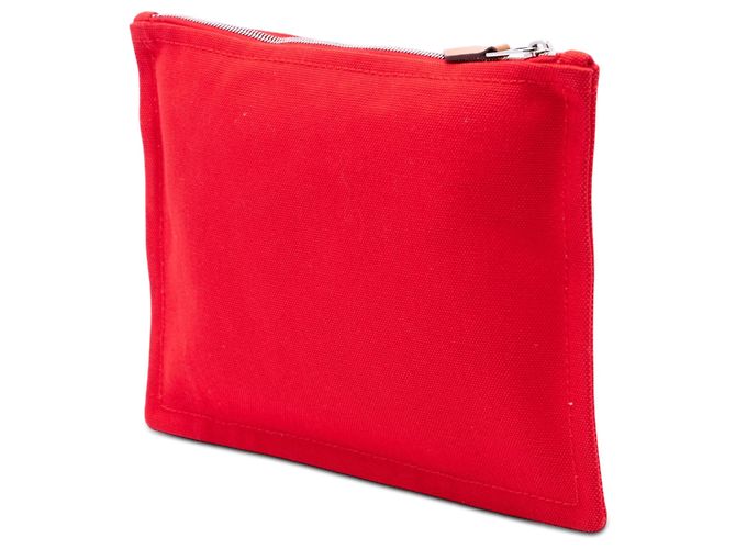 Hermès Red Toile Bain Yachting Flat Pouch PM Rosso - vista 2
