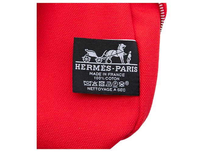 Hermès Red Toile Bain Yachting Flat Pouch PM Rosso - vista 5