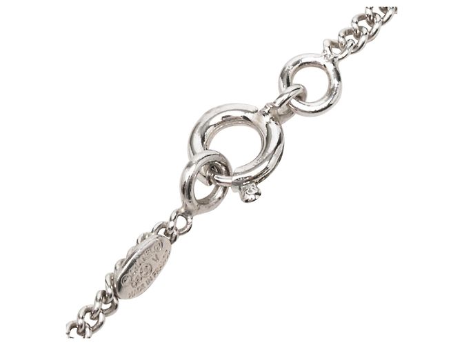 Collana Chanel Logo CC in smalto e ottone argentato - vista 6