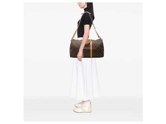 Louis Vuitton Brown Monogram Keepall Bandouliere 50 Marrone - vista 6