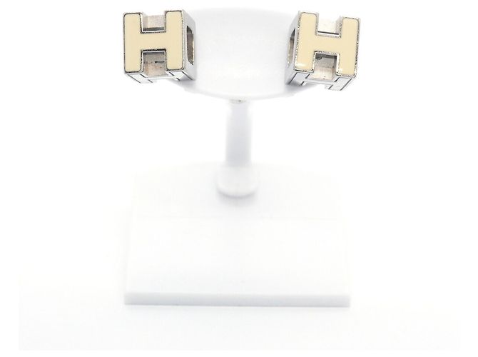 Hermès Hermes H-Cube Ohrringe Silber Roh - Ansicht 2