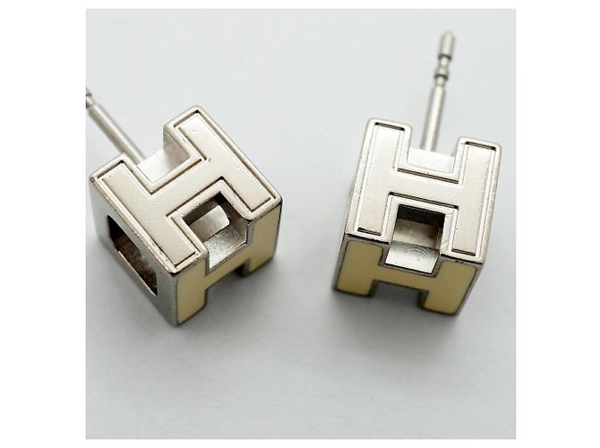 Hermès Hermes H-Cube Ohrringe Silber Roh - Ansicht 7