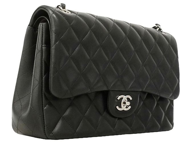 Borsa a tracolla Chanel in pelle d'agnello nera Nero - vista 2