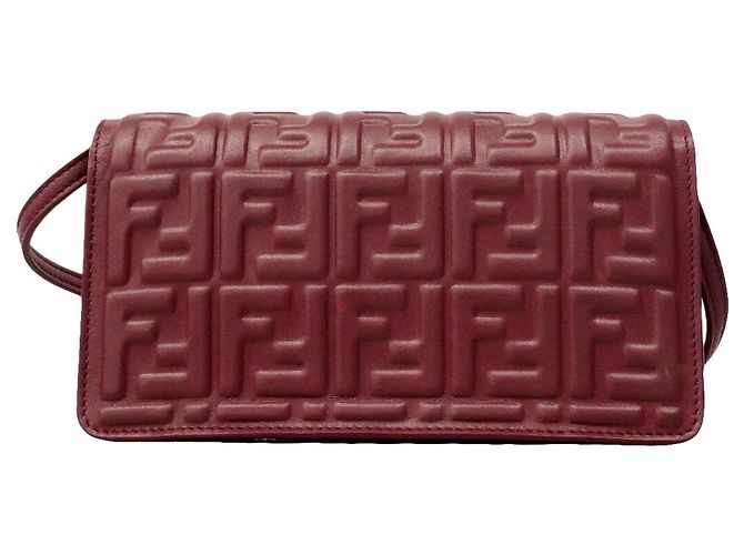 Borsa a tracolla Fendi in pelle Bordeaux Bordò - vista 11