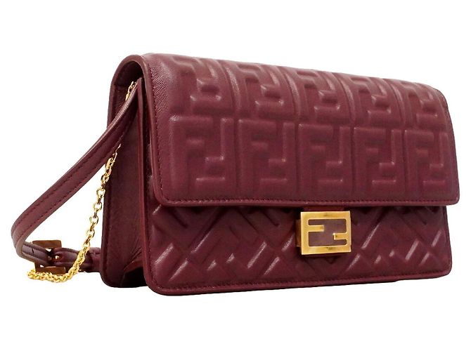 Borsa a tracolla Fendi in pelle Bordeaux Bordò - vista 2
