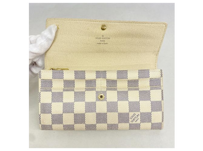 Louis Vuitton Damier Azur Portefeuille Sarah Long Wallet Bianco - vista 10