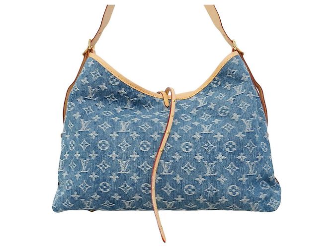 Borsa a tracolla Louis Vuitton Monogram Denim Carryall NM MM Blu - vista 10